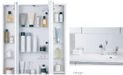 3面鏡（手元灯付・くもり止めコーティング・ミラー裏収納）